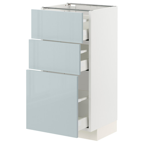 METOD / MAXIMERA Base cabinet with 3 drawers, white/Kallarp light grey-blue, 40x37 cm