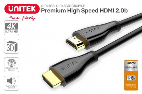 Unitek 4K 60Hz HDMI 2.0 Premium Certified High Speed Cable 2m