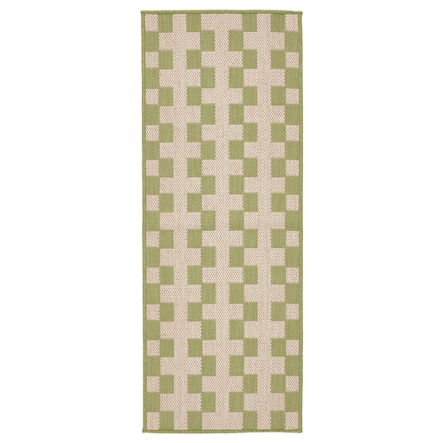 GÅNGSTIG Kitchen mat, flatwoven green/off-white, 45x120 cm