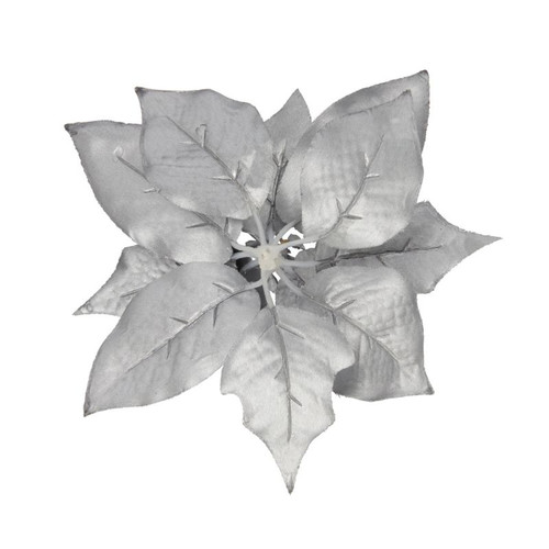 Christmas Decoration Flower with Clip, silver