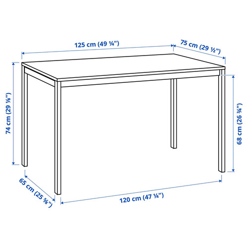 MELLTORP Table, white, 125x75 cm