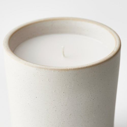 ADLAD Scented candle in ceramic jar, Scandinavian Woods/white, 50 hr