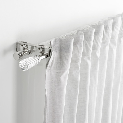 SOLDVÄRGMAL Double curtain rod set, silver-colour, 120-210 cm 19 mm