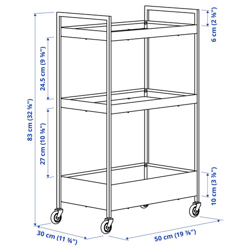 NISSAFORS Trolley, beige, 50.5x30x83 cm