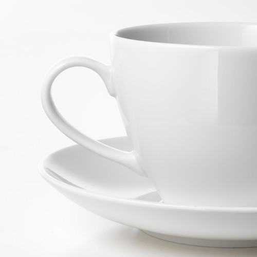 VÄRDERA Teacup with saucer, white, 36 cl