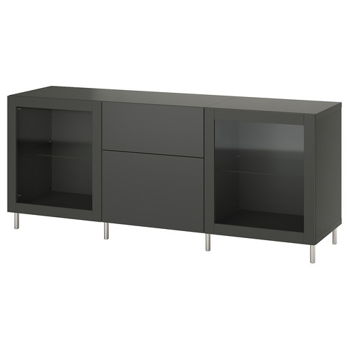 BESTÅ Storage combination with drawers, dark grey Lappviken/Sindvik dark grey, 180x42x74 cm