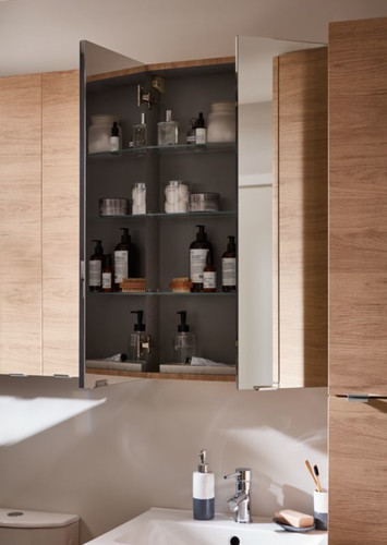 Bathroom Mirrored Wall Cabinet GoodHome Imandra 80x90x15cm