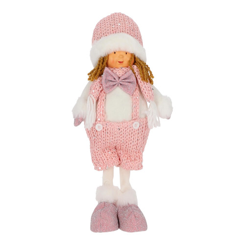 Decorative Figure Boy Christmas 38cm, pink