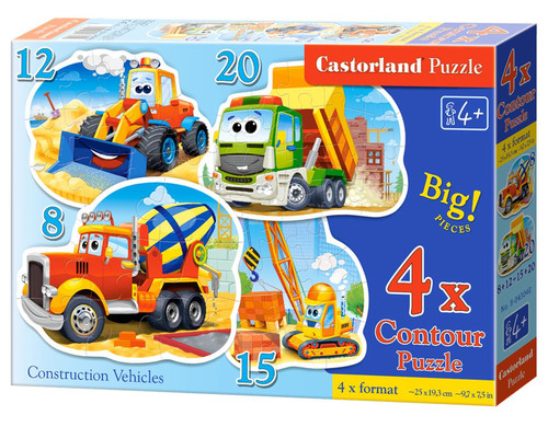 Castorand 4x Contour Puzzle Construction Vehicles 4+