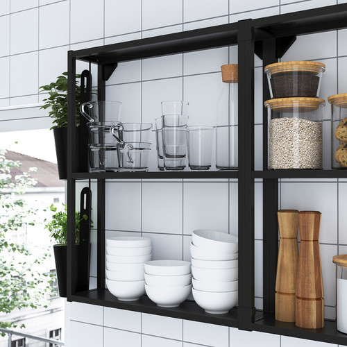 ENHET Corner kitchen, anthracite, grey frame