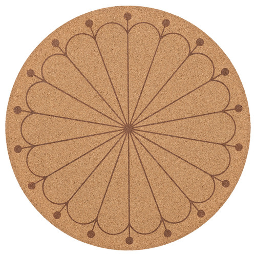 SVARTVIDE Place mat, cork/patterned, 35 cm