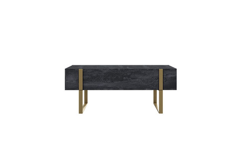 Coffee Table with 2 Drawers Verica, charcoal/gold legs