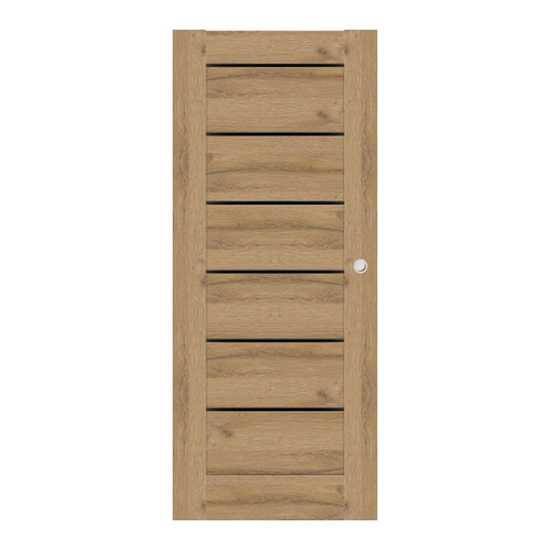 Internal Sliding Door Toreno 80, grandson oak, black glass