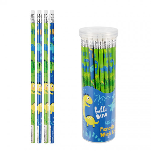 HB Pencil with Rubber Set of 48pcs Dino