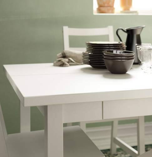NORDVIKEN Extendable table, white, 152/223x95 cm