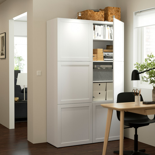 BESTÅ Storage combination with doors, Hanviken white, 120x40x192 cm