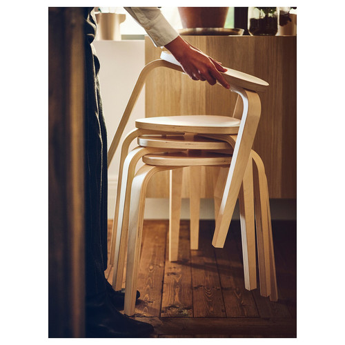 NORDEN / KYRRE Table and 4 stools, white/birch, 26/89/152 cm