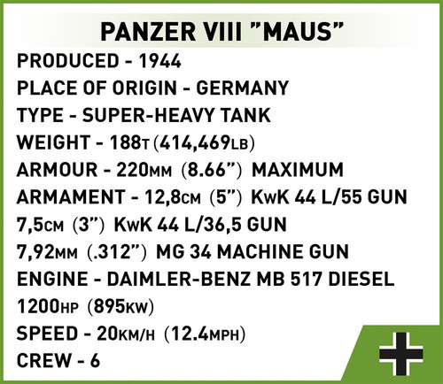 Cobi Blocks Panzer VIII Maus 1675pcs 10+