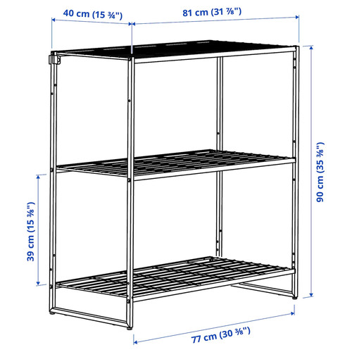 JOSTEIN Shelving unit, in/outdoor/wire white, 81x40x90 cm