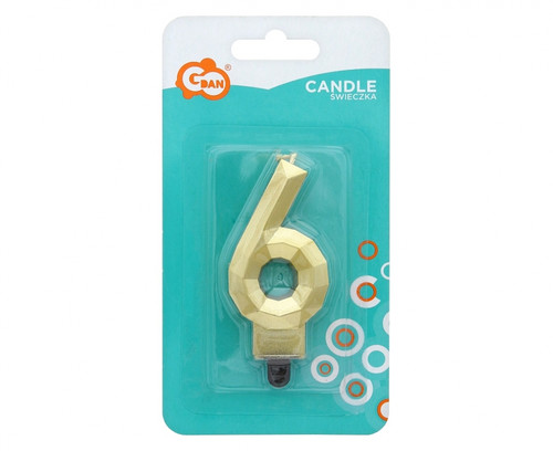 Birthday Candle 6 Diamond 7.6cm, gold