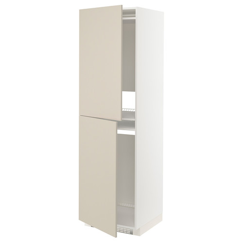 METOD High cabinet for fridge/freezer, white/Havstorp beige, 60x60x200 cm