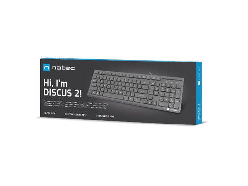 Natec Wired USB Keyboard Discus 2 slim, black