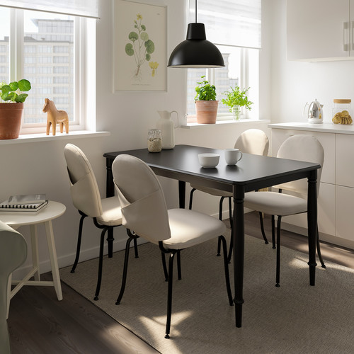 DANDERYD / EBBALYCKE Table and 4 chairs, black/Idekulla beige, 130 cm