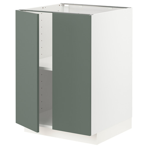 METOD Base cabinet with shelves/2 doors, white/Bodarp grey-green, 60x60 cm
