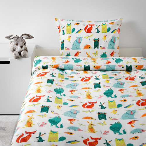 LATTJO Quilt cover and pillowcase, animal, multicolour