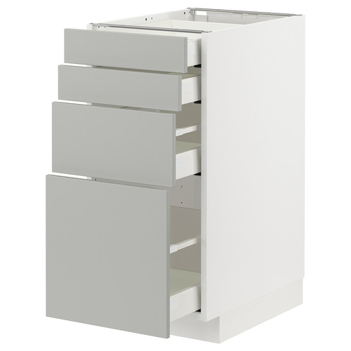 METOD / MAXIMERA Base cab 4 frnts/4 drawers, white/Havstorp light grey, 40x60 cm