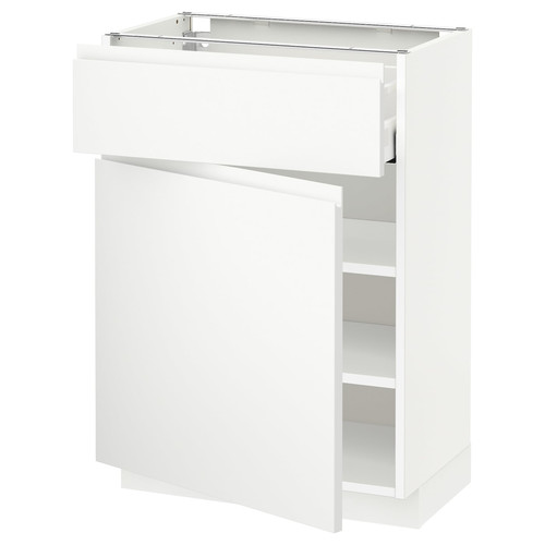 METOD / MAXIMERA Base cabinet with drawer/door, white/Voxtorp matt white, 60x37 cm