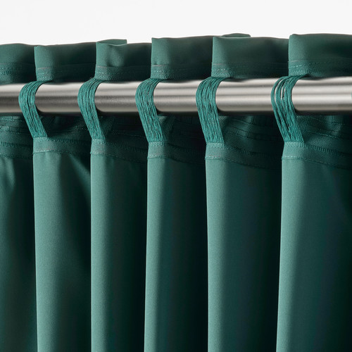 MAJGULL Block-out curtains, 1 pair, dark turquoise, 145x300 cm