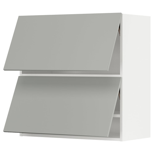 METOD Wall cab horizo 2 doors w push-open, white/Havstorp light grey, 80x80 cm