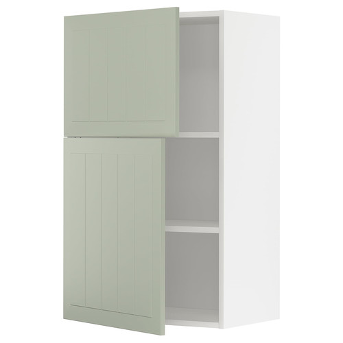 METOD Wall cabinet with shelves/2 doors, white/Stensund light green, 60x100 cm