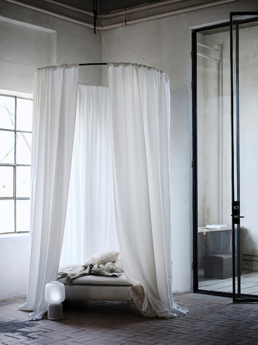 GUNNLAUG Sound absorbing curtain, white, 145x300 cm
