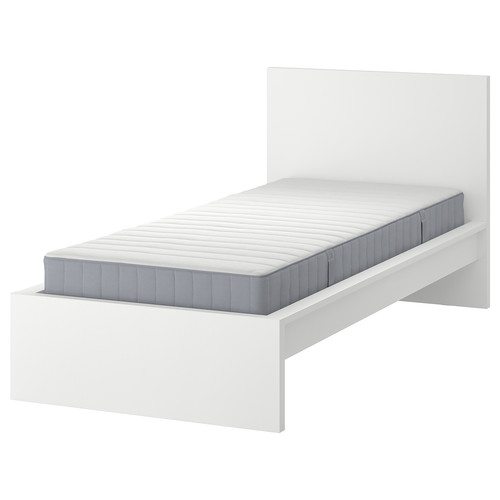 MALM Bed frame with mattress, white/Valevåg firm, 90x200 cm