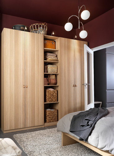 PAX Wardrobe, white stained oak effect, Forsand white stained oak effect, 250x60x201 cm