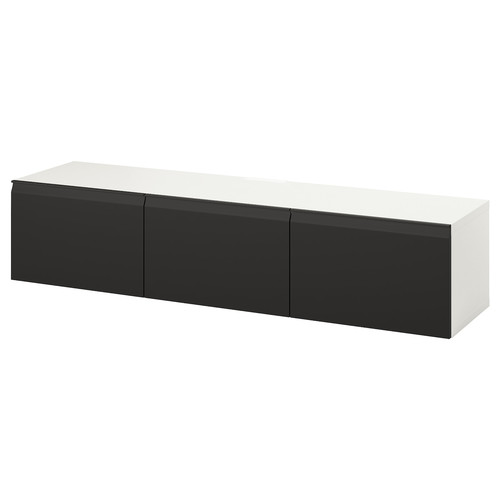 BESTÅ TV bench with doors, white/Hammarsmed anthracite, 180x42x38 cm