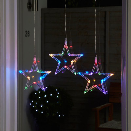 Christmas Stars 3 LED Window Decoration, multicolour, battery-operated