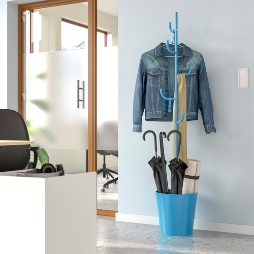 ÄLGANÄS Hat and coat stand, light blue, 173x33 cm