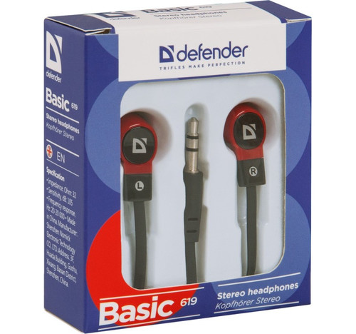 Defender Earphone Basic 619, black/red