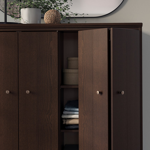 IDANÄS Cabinet with bi-folding doors, dark brown stained, 121x135 cm