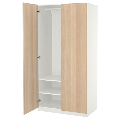 PAX / FORSAND Wardrobe, white/white stained oak effect, 100x60x201 cm