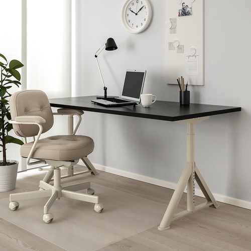 IDÅSEN Desk, black, beige, 160x80 cm