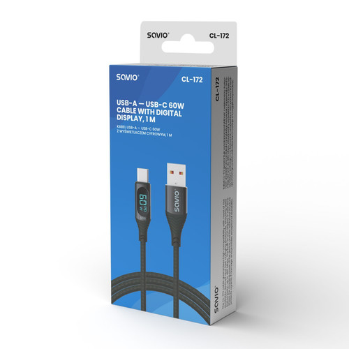 Savio Cable USB-A - USB-C 60W 1m CL0172