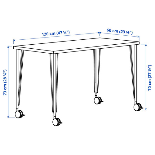 LAGKAPTEN / KRILLE Desk, white anthracite/white, 120x60 cm