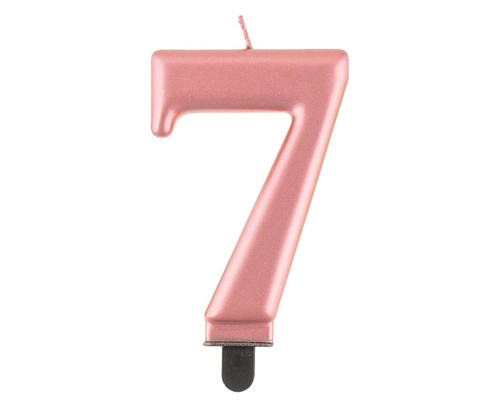 Birthday Candle 7 Metallic 8cm, pink-gold