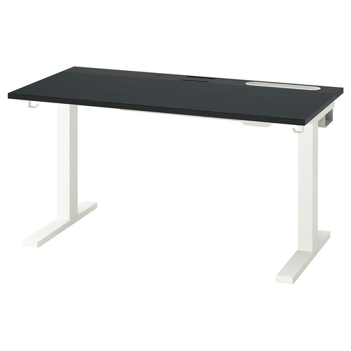 MITTZON Desk sit/stand, electric black stained ash veneer/black white, 120x60 cm