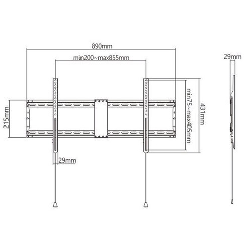 Gembird TV Wall Mount, fixed, 43-90" 70kg