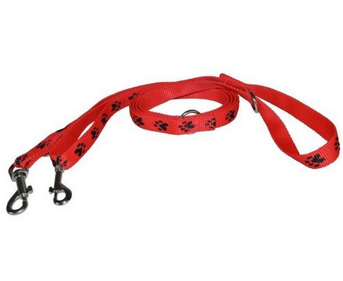 CHABA Adjustable Dog Leash Paw Pattern 25, red